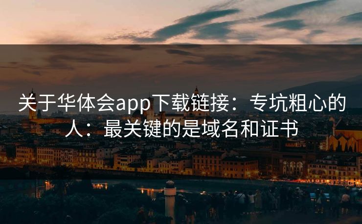 关于华体会app下载链接：专坑粗心的人：最关键的是域名和证书