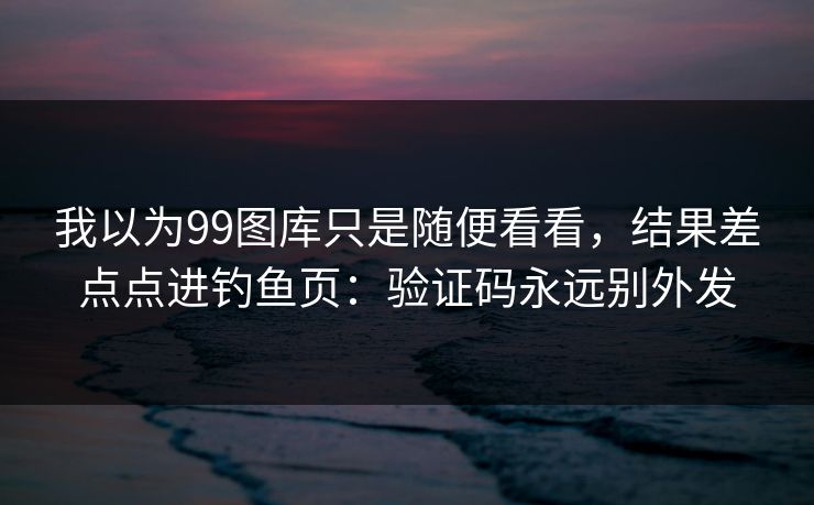 我以为99图库只是随便看看，结果差点点进钓鱼页：验证码永远别外发