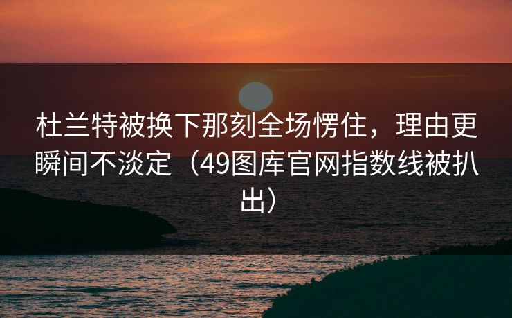 杜兰特被换下那刻全场愣住，理由更瞬间不淡定（49图库官网指数线被扒出）