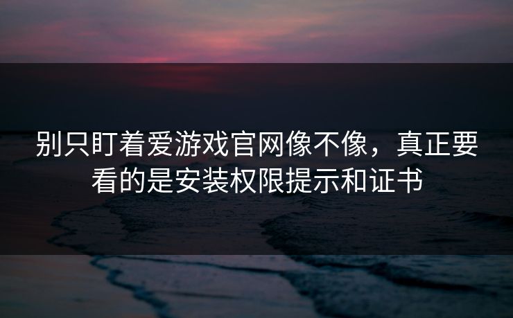 别只盯着爱游戏官网像不像，真正要看的是安装权限提示和证书